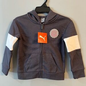 Puma Kids Dark Gray Hoodie with White Sleeves